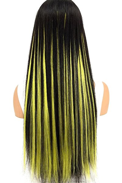 New Obsessions Μακρύ ίσιο συνθετικό κομμωτήριο με κλιπ για επέκταση μαλλιών - Πακέτο 5 τεμαχίων Κίτρινο