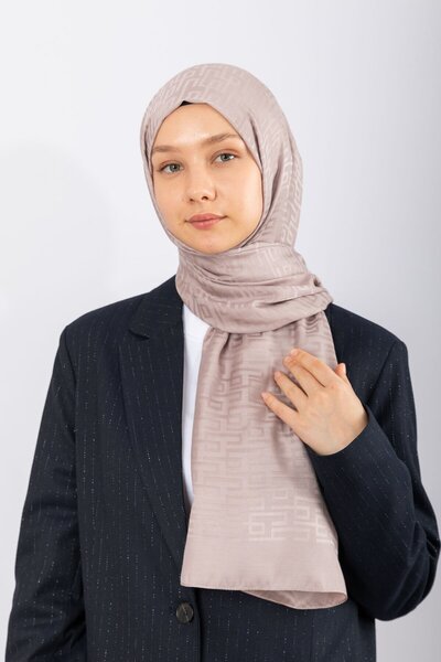 hijabchi Імпортний шовковий жакард Геометричний - Tan