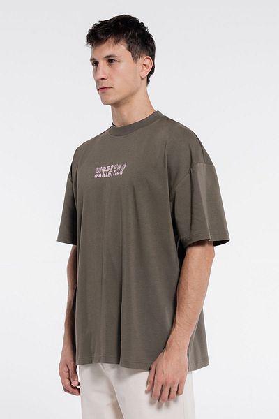 Friday Offset Ανδρικό μπλουζάκι Pika Khaki 100% Cotton Crew Neck Extra Oversize