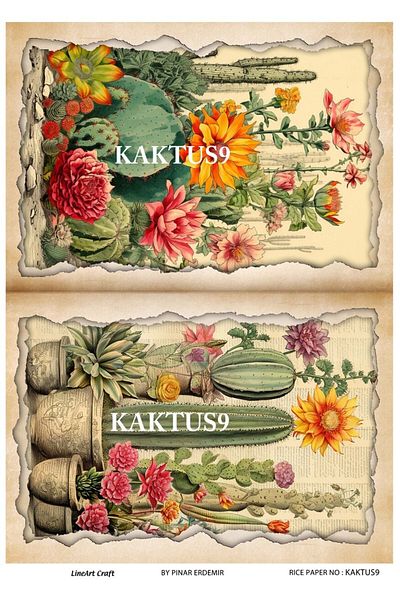 LİNEART Lineart Brass Decopage Paper KAKTUS9 29x42cm