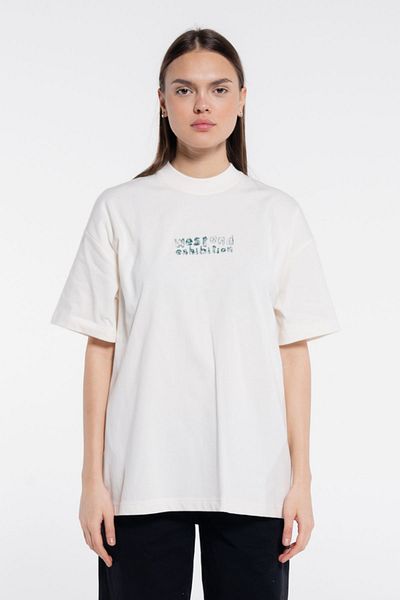 Friday Offset Tricou Pika pentru femei, ecru, 100% bumbac, cu decolteu rotund, extra oversize