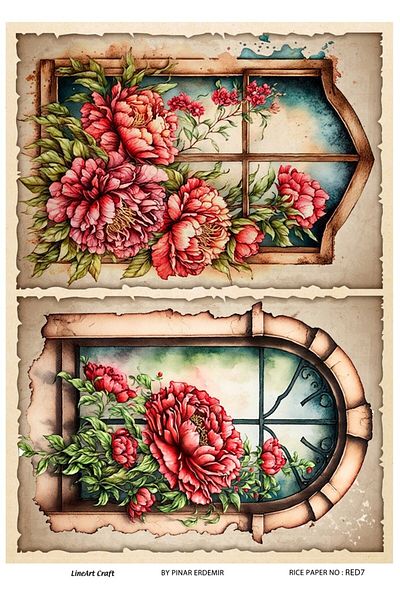 LİNEART Lineart Brass Decopage Paper RED7 29x42cm
