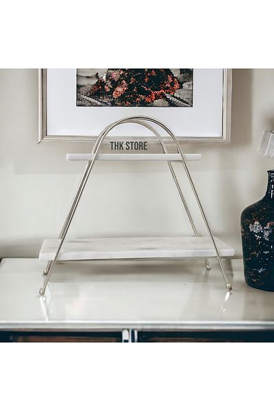 THK STORE Two-Layer Marble Presentation Holder Silver