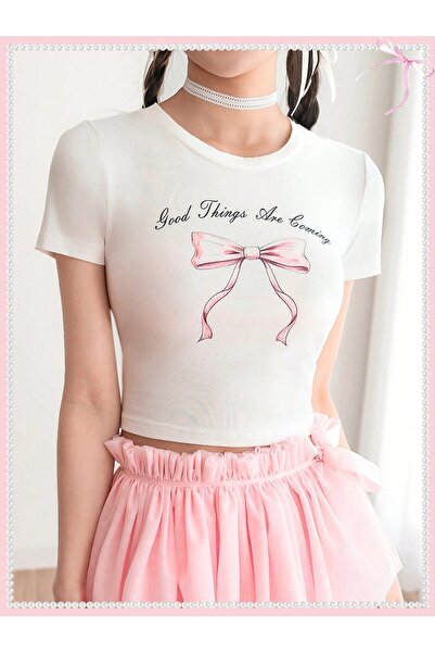 Jose Clothing Γυναικεία μπλούζα με κοντομάνικη στάμπα σε λευκό χρώμα