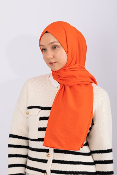 hijabchi شال كراش قطني - برتقالي