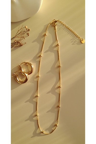 Opia JEWELRY Sayina Aksesuar Çelik Dorika Gold Zincir Kolye