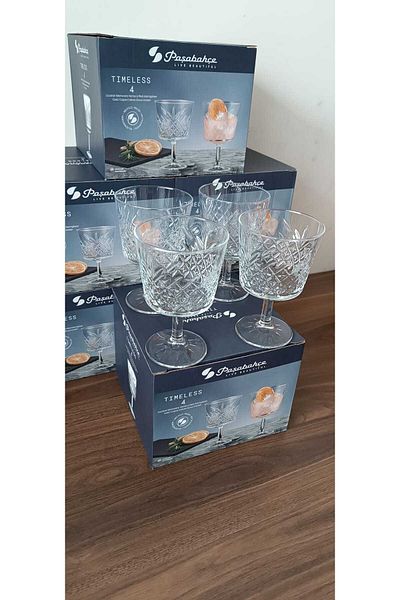 Paşabahçe Timeless Cocktail Soft Drink Cup and Magnolia Bowl 4 Pieces