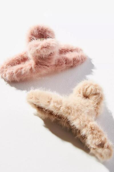 New Obsessions Set de 2 catarame mari de pluș cu blană moale