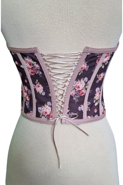 FİYPER Floral Patterned Tie-Up Corset Bustier Ready Size