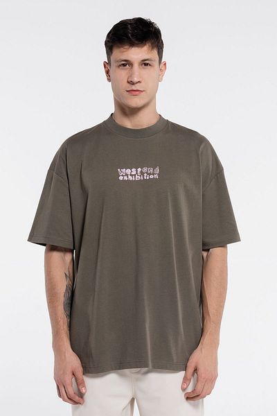 Friday Offset Ανδρικό μπλουζάκι Pika Khaki 100% Cotton Crew Neck Extra Oversize