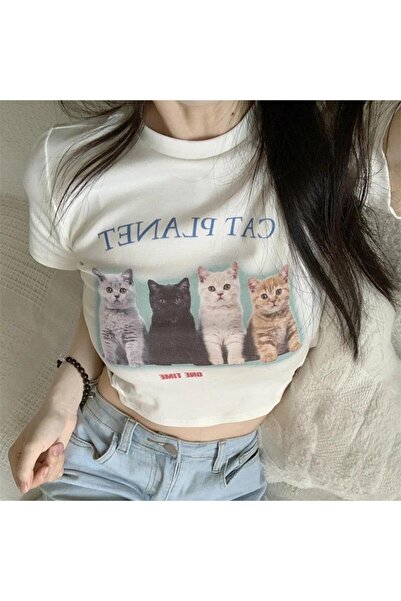 Toum Y2k Cat Planet Crop