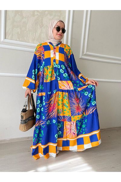 gül sezgin butik WOMEN'S SAMA BOHEM MODEL FLOWER PATTERNED DRESS