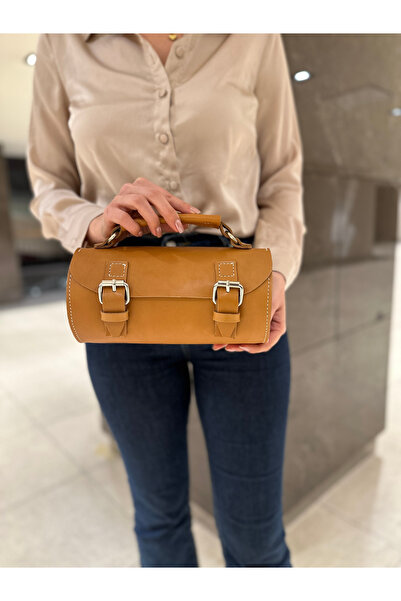 Leather Anatolia Hakiki Deri Kadın Omuz Çantası, Deri Silindir El Çantası, Kadın Çapraz Çanta, Taba, Siyah,Bordo,Mavi