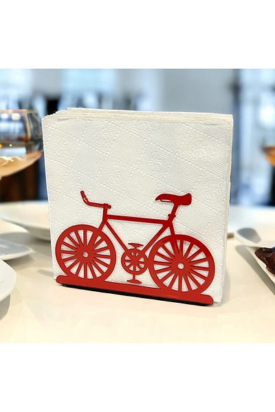decorelax Bicycle Themed Red Metal Napkin Holder