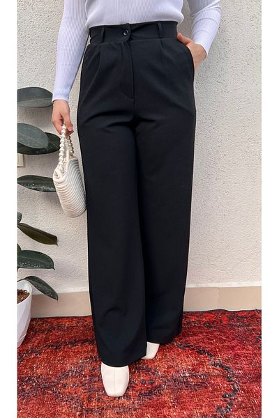 ElitWear Women's Pleated Belted Palazzo Trousers