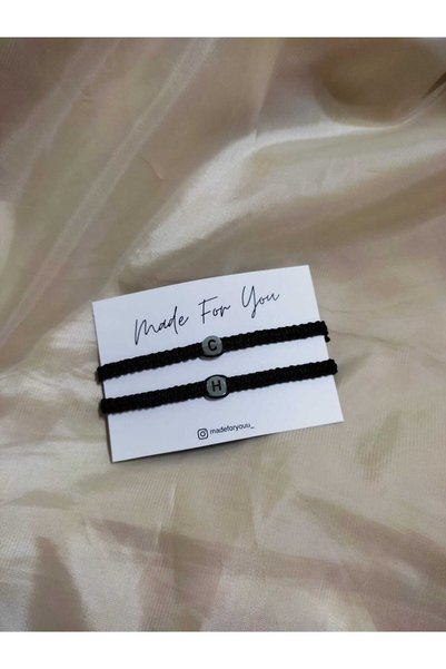 MADEFORYOUU Glow in the Dark 2-Piece Letter Mesh Bracelet / 2-Piece Lover Bracelet / Letter Bracelet
