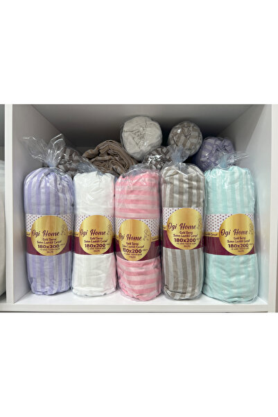 Wanderlust Premium Quality Striped Way Cotton Satin Fitted Sheet Set Pillowcase Single Double