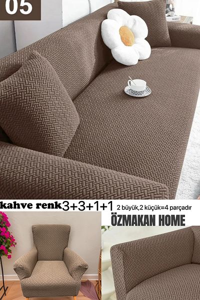 ÖZMAKAN 3 3 1 1 Комплект жакардови калъфи за диван - Еластичен и издръжлив