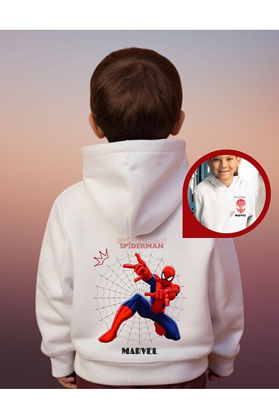 AEMİ Hanorac cu glugă supradimensionat cu imprimeu Spiderman Spiderman pentru băieți