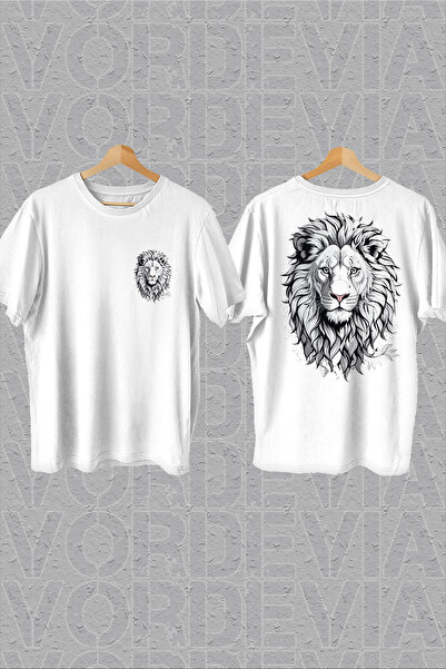 Vordevia Arslan prsa i leđa Štampano bela Oversize kroj T-shirt