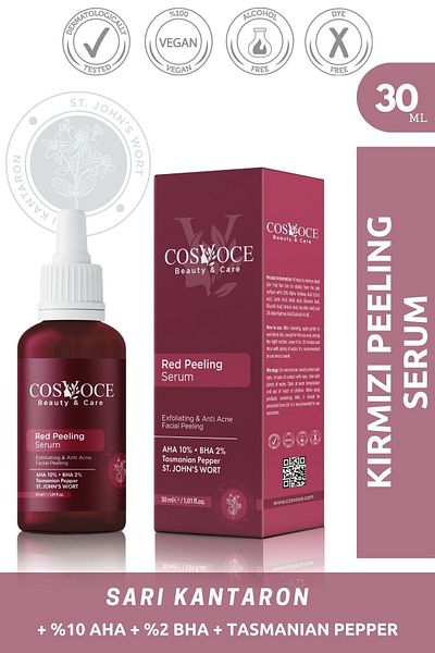 COSVOCE rEd PEEling SKin carE SErum - TonE Equalizing and rEvitalizing, 30 ml (AHA 10% + BHA 2%)