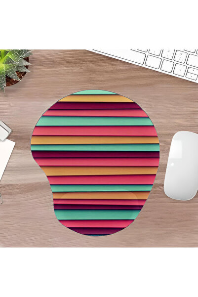 UcuruStore Τιρκουάζ Ροζ Μωβ Οβάλ Μαξιλαράκι Ποντικιού με Πλαϊνές Γραμμές και ...