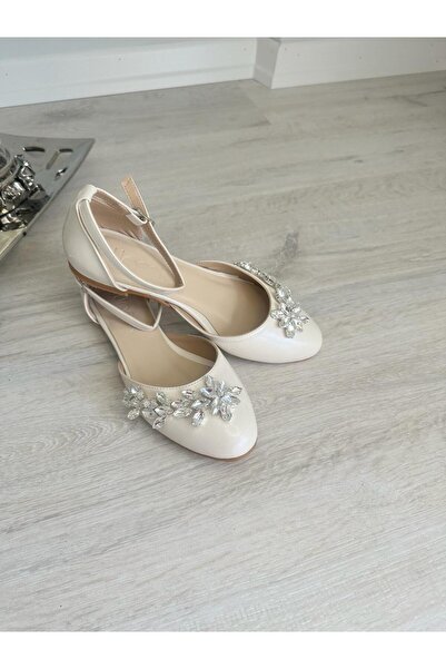 LİNEER Kadın Sedef Kırık Beyaz Taşlı Gelin Babet