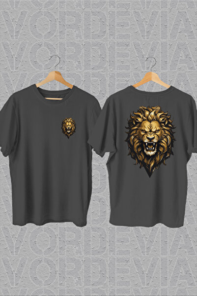 Vordevia Šareni lav Štampano crni Oversize kroj T-shirt