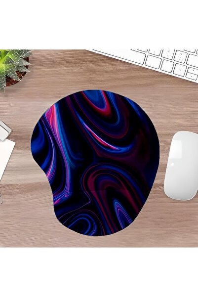 UcuruStore Μπλε ναυτικό οβάλ μαξιλαράκι ποντικιού με σχέδιο κυμάτων και στήρι...