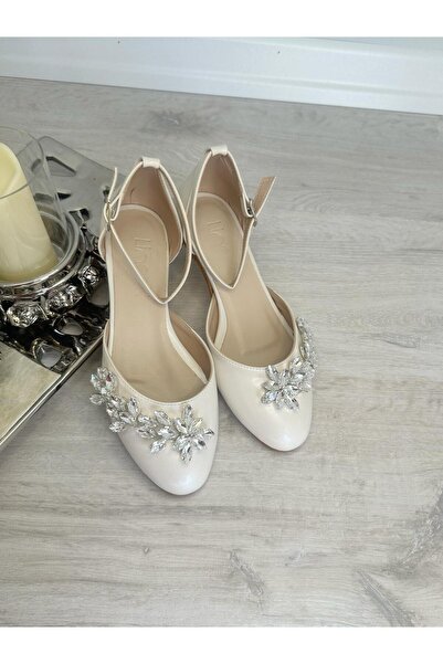 LİNEER Kadın Sedef Kırık Beyaz Taşlı Gelin Babet