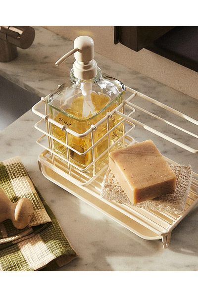 ZARAAHOME White Metal Stand Liquid Soap Dispenser