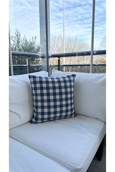 Decamor home Husa de perna in carouri, albastru, alb