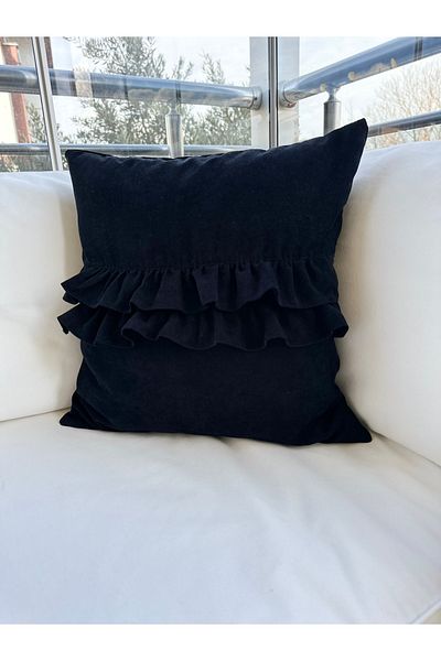 Decamor home Design Frilly Vintage Black Throw Pillow Cover