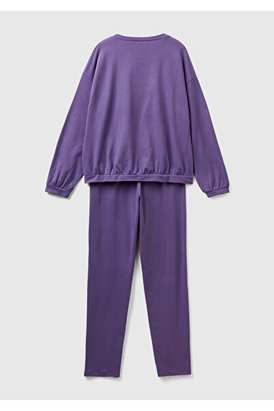 United Colors of Benetton Γυναικείο σετ πιτζάμες με μωβ σλόγκαν