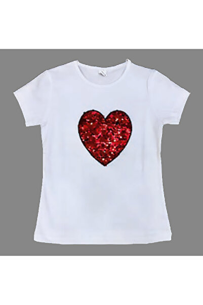 nacar çarşı Devojčice, majica sa kratkim rukavima i šljokicama u obliku srca ...