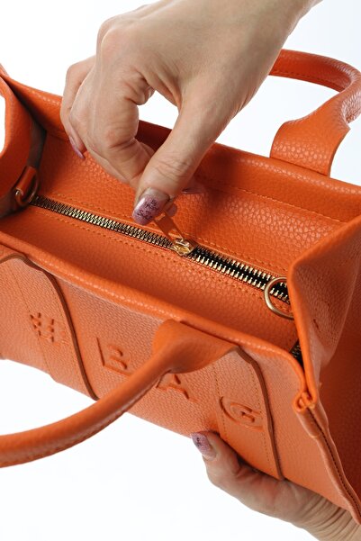 Baghashtag Orange Leather Mini Tote Bag