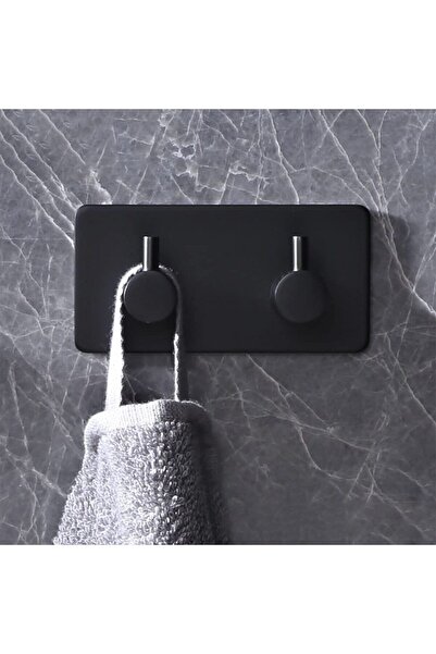 Zift Unique 1 bucată de 2 suporturi pentru prosoape din oțel inoxidabil - cuier organizator pentru baie și bucătărie - negru mat și inox