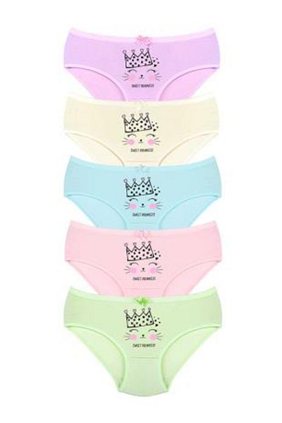 Newlilla 017 Girl's Mix 5 Pack Printed Panties V22