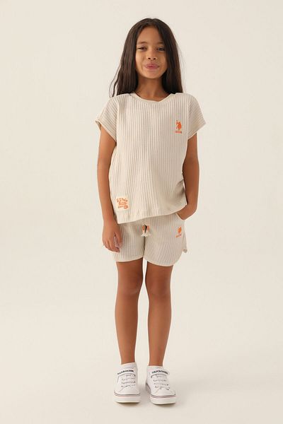 U.S. Polo Assn. Set pantaloni scurți maro pentru fete