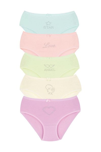 Newlilla 002 Girl&#39;s Stone nyomott 5 részes bugyi csomag V21