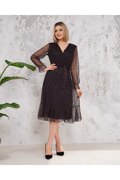 CİXAPLE Side Zipper Midi Length Lycra Tulle Dress with Elephant