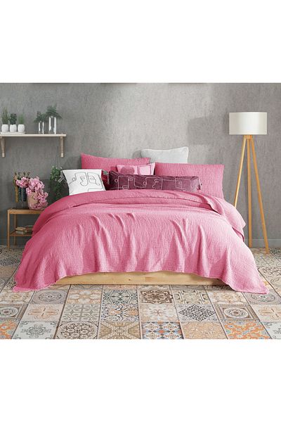destinyhometex Rose Color 4 Layer Multi Muslin 100% Cotton Oversize Without Fringe 260x240cm