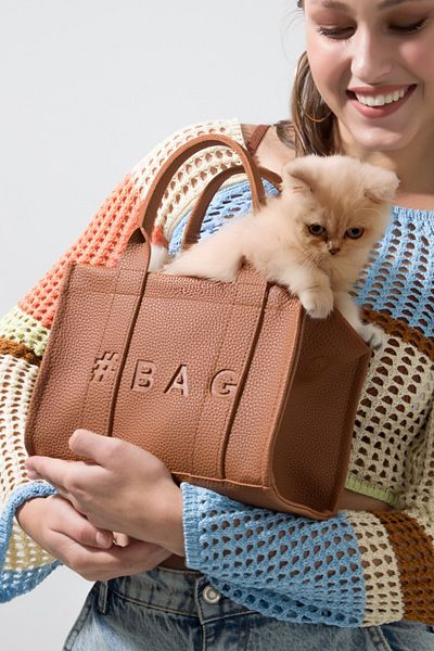 Baghashtag Καφέ Δερμάτινη Mini Tote Τσάντα