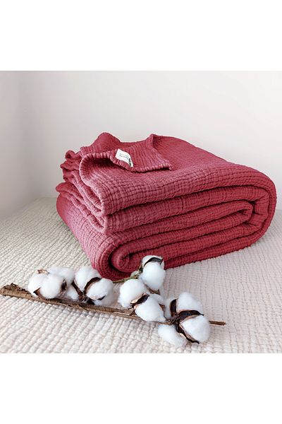 destinyhometex Burgundy 4 straturi muselină multiplă 100% bumbac King Size fără franjuri 260x240cm