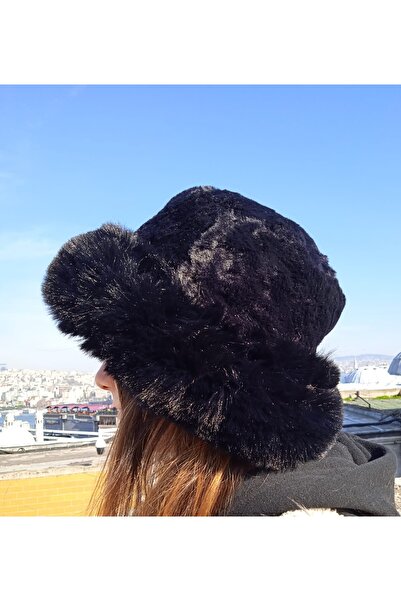 Shopiolog Pofidik Peluş Şapka Kışlık Suni Kürk Kalpak Kabarık Kova Şapka