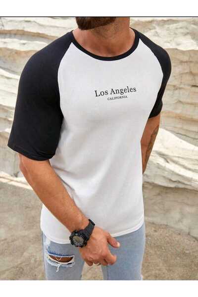 FAVORİST Tricou cu mânecă neagră cu imprimeu Los Angeles California