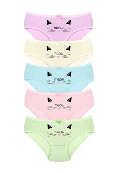 Newlilla 014 Girl's Mix 5 Pack Printed Panties Pack V22