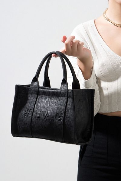 Baghashtag Black Leather Mini Tote Bag