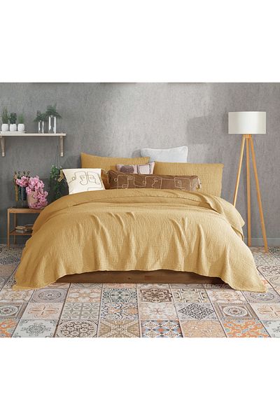 destinyhometex Caramel Colored 4 Layer Multi Muslin Oversized Fringe Free Cotton 100% 260X240Cm