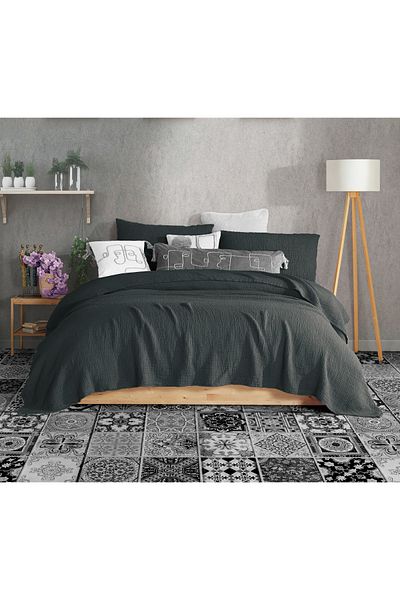 destinyhometex Muslină neagră cu 4 straturi, 100% bumbac, fără franjuri 260x240cm